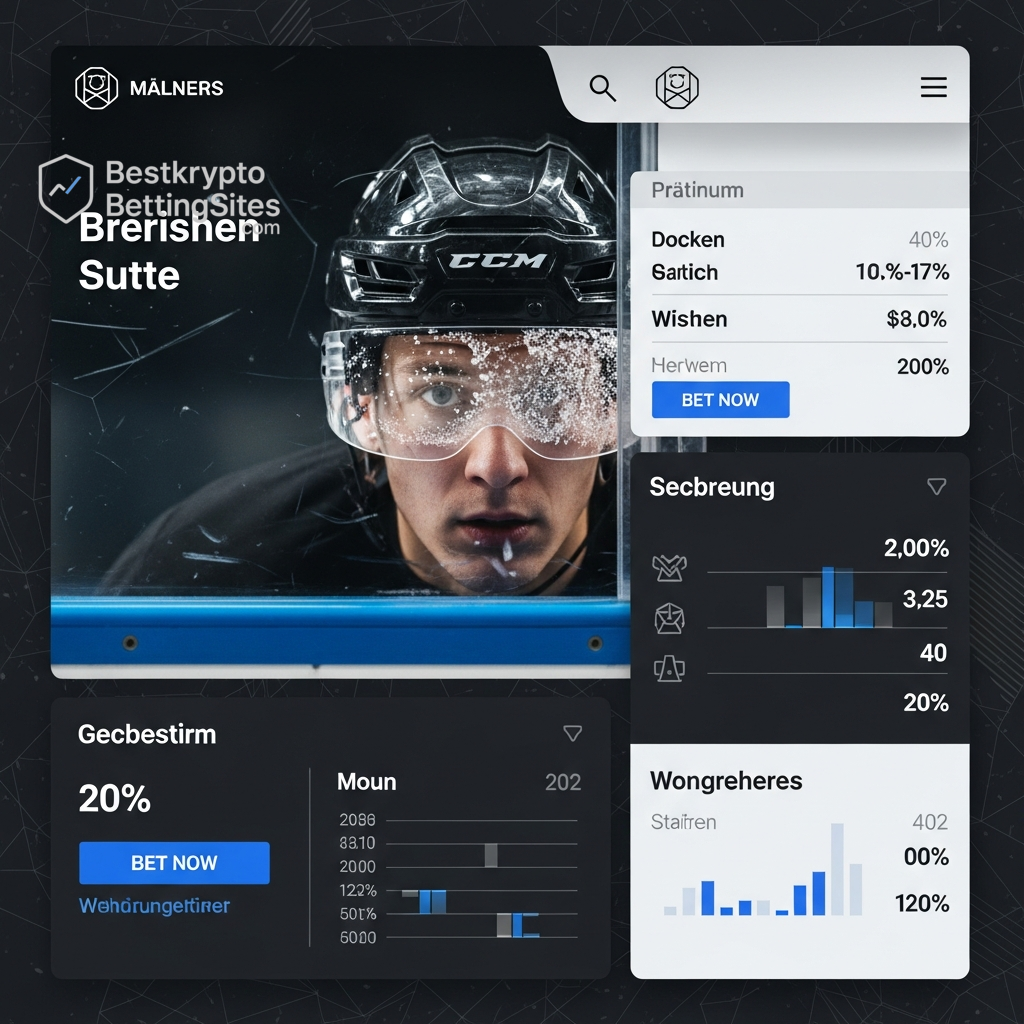 Dunkle Benutzeroberfläche für Eishockey-Sportwetten mit einem Spieler und Live-Datenvisualisierungen.