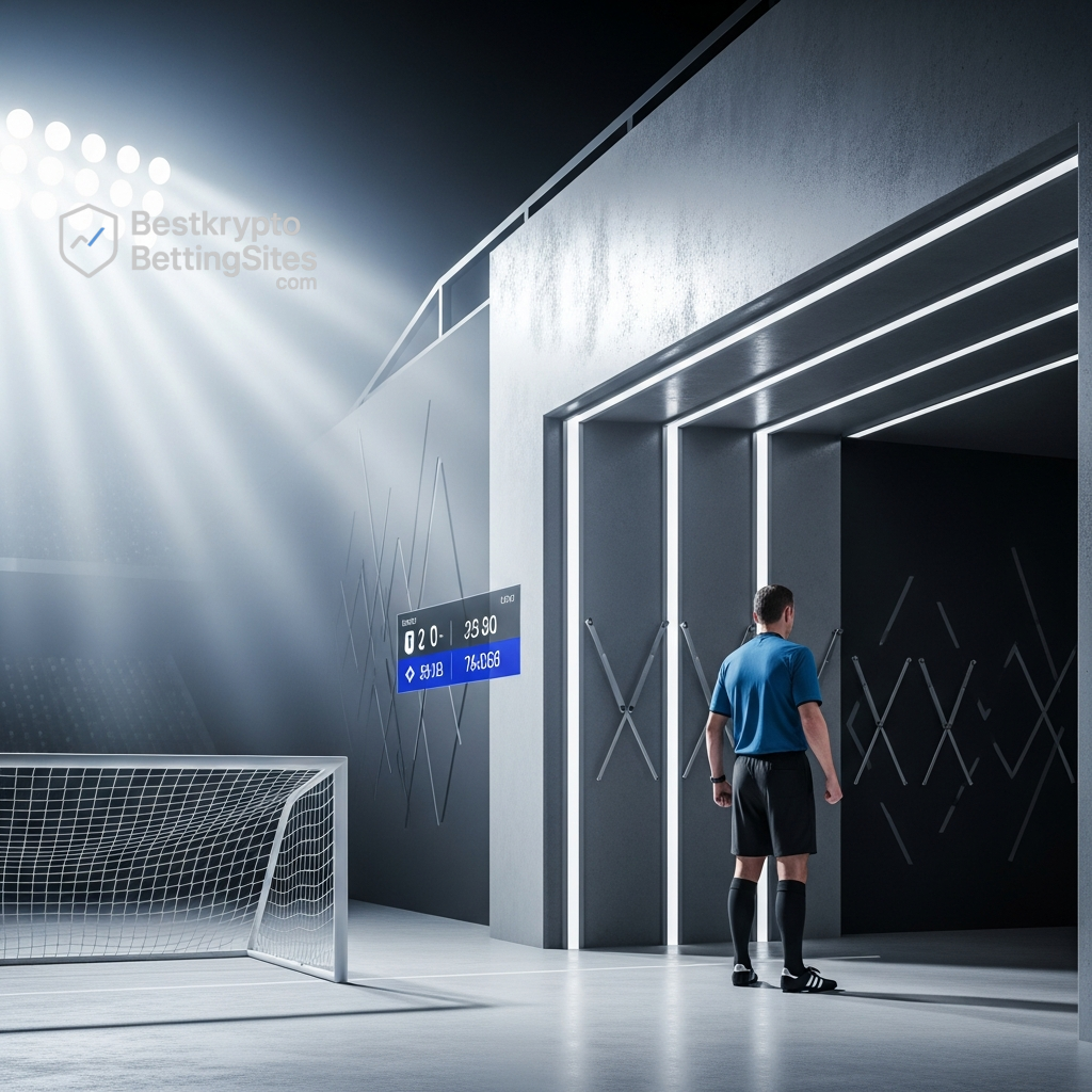 Einblick in ein modernes Fußballstadion durch einen Tunnel, der die Atmosphäre und Professionalität der League Two England symbolisiert.